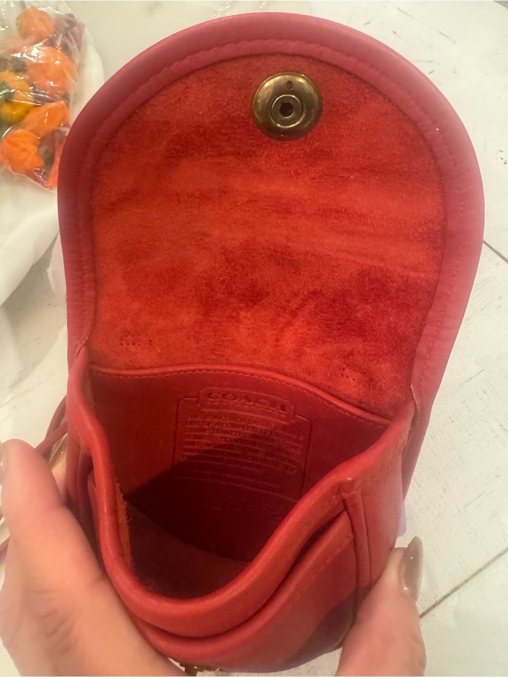 Vintage Coach Belt Bag Crossbody Shoulder Fanny Pack Pouch Red Leather Push Lock - Picture 5 of 10